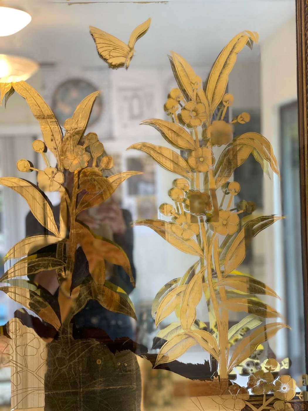 Gilded botanical glass detail by Kim Delaney